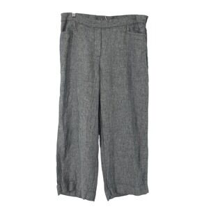 J Jill Love Linen Pants Womens L Gray Wide Leg High Rise Stretch